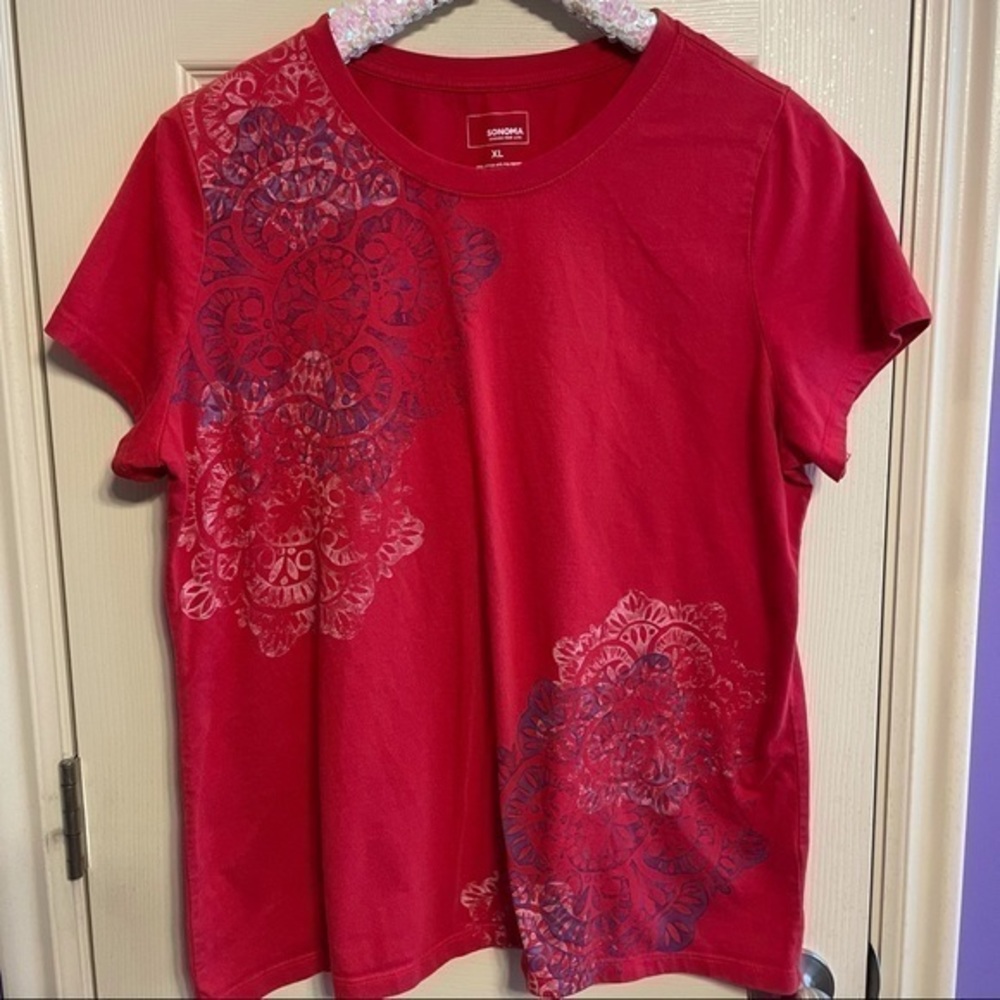Stamped Mandala Red T-Shirt